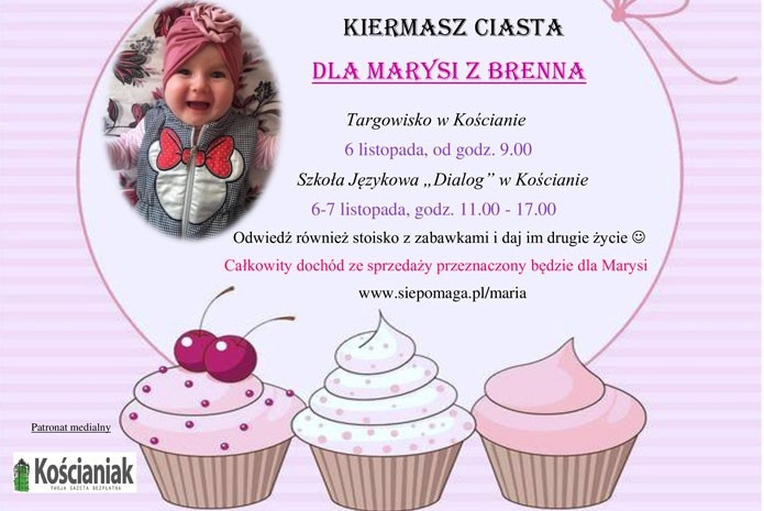 Kiermasz ciast i zabawek dla Marysi w najbliższy weekend!