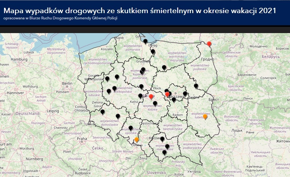 Policyjna mapa wypadków drogowych