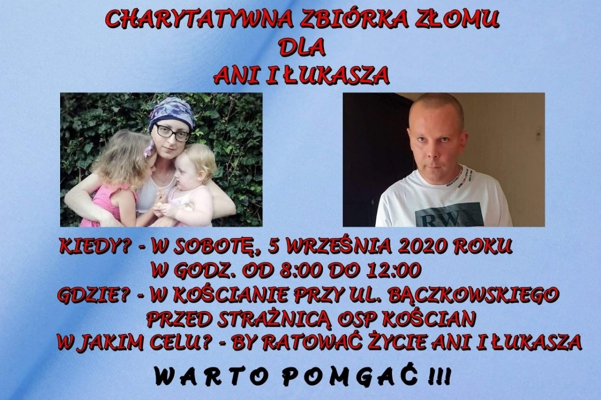 Zbiórka złomu dla Ani i Łukasza w Kościanie!