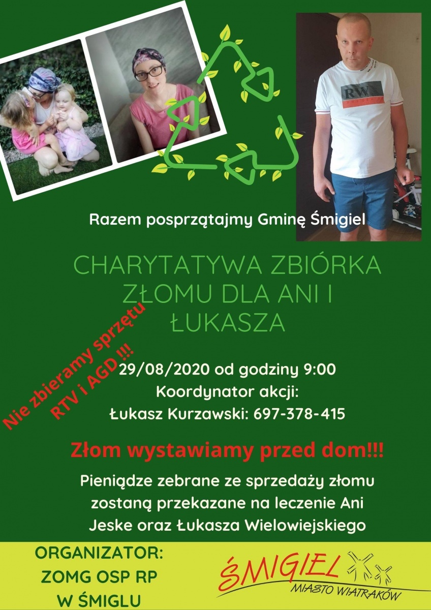 Zbiórka złomu dla Ani i Łukasza w gminie Śmigiel!