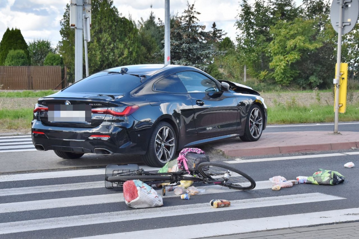 Potrącenie rowerzystki na obwodnicy Kościana