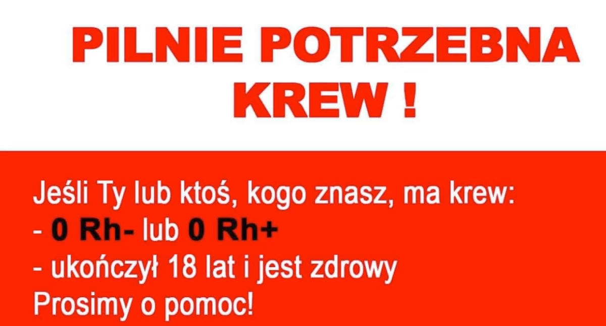 Pilnie potrzebna jest krew! Zuzia potrzebuje pomocy!