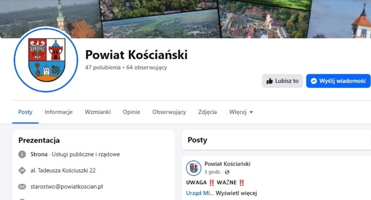 Atak hakerski na Facebooka powiatu. Nowe profile powiatu kościańskiego i półmaratonu
