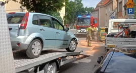 Nie zauważył kontenera. Kolizja koło Rynku w Kościanie
