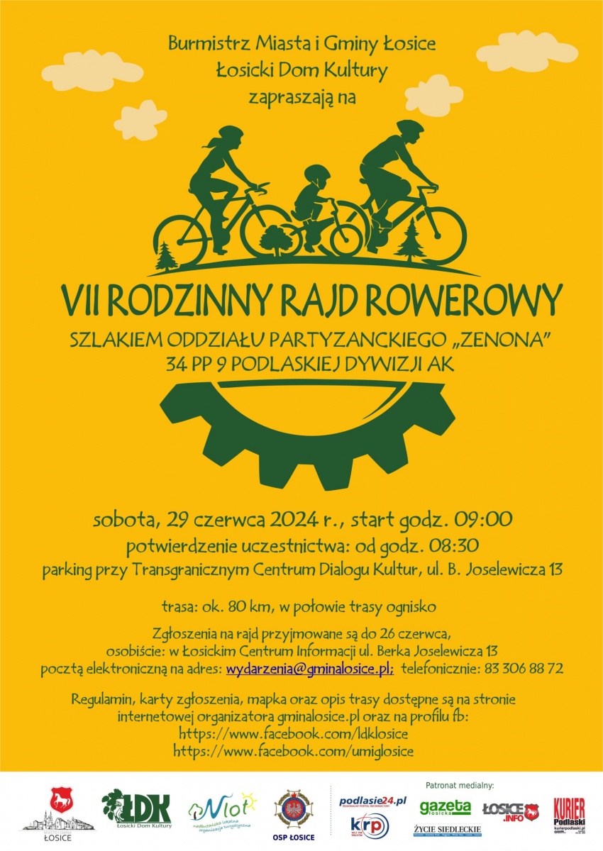 Zaproszenie na VII Rodzinny Rajd Rowerowy Szlakiem Oddziału Partyzanckiego „Zenona”