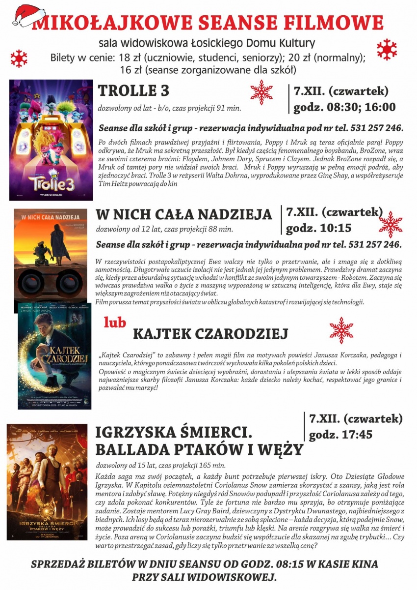 Mikołajkowe seanse filmowe