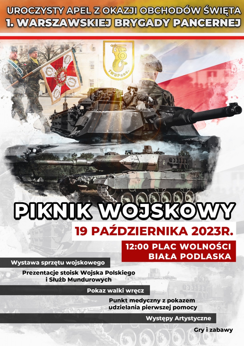 1. Warszawska Brygada Pancerna im. Tadeusza Kościuszki zaprasza piknik wojskowy