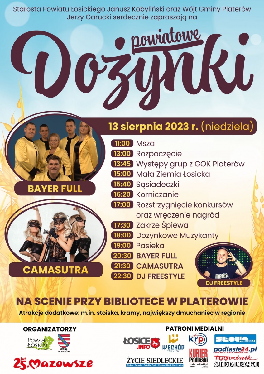 Dożynki powiatowe z zespołami Bayer Full i Camasutra