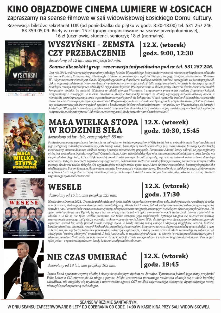 Sprawdź repertuar Kina Objazdowego Cinema Lumiere w Łosicach