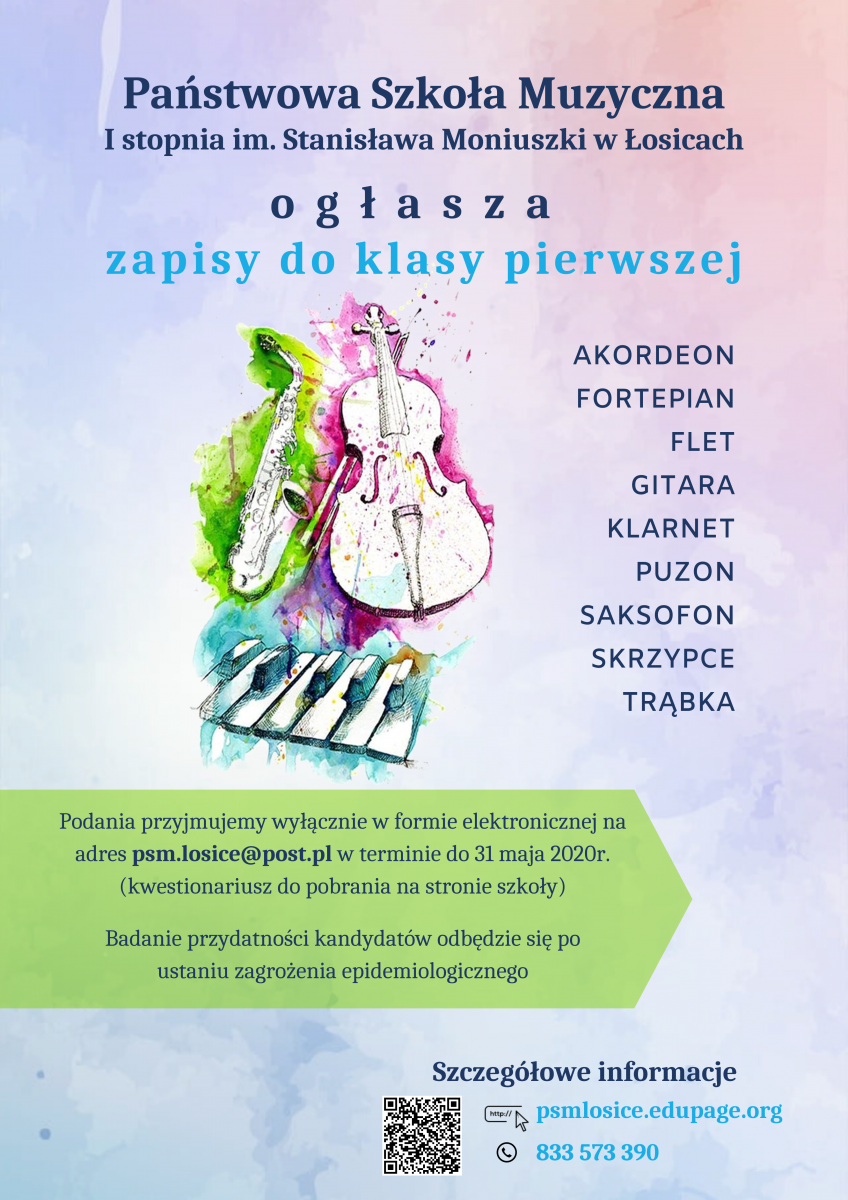 Zapisy do klasy pierwszej Szkoły Muzycznej