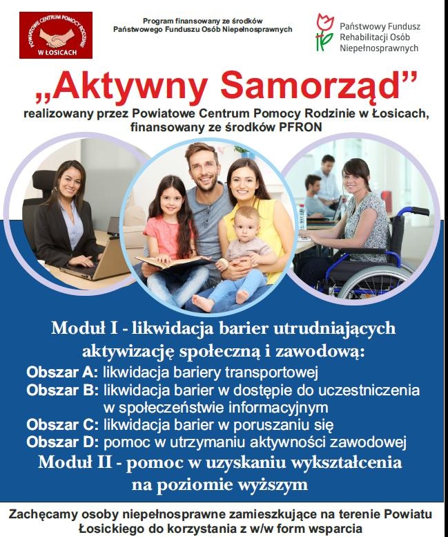 Osoby niepełnosprawne mieszkające na terenie powiatu łosickiego mogą ubiegać się o dofinansowanie