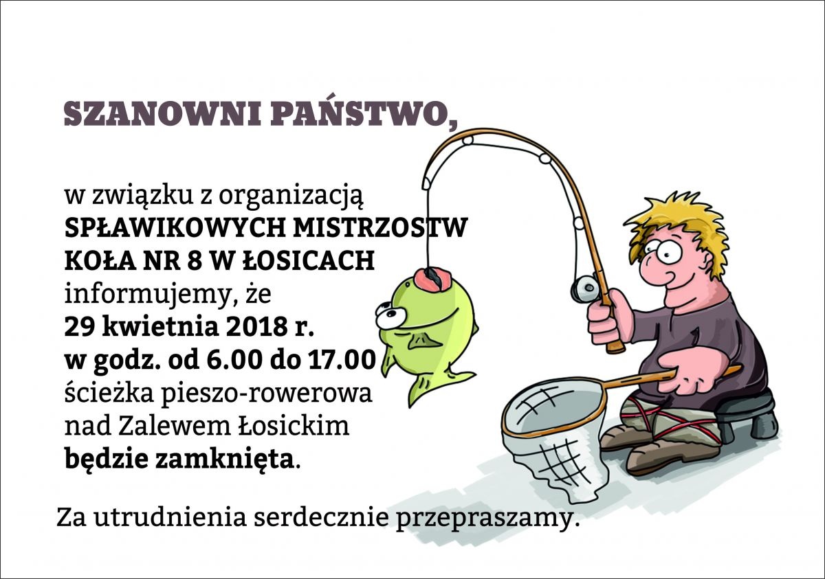 Spławikowe Mistrzostwa na zalewie - ścieżka pieszo-rowerowa będzie zamknięta