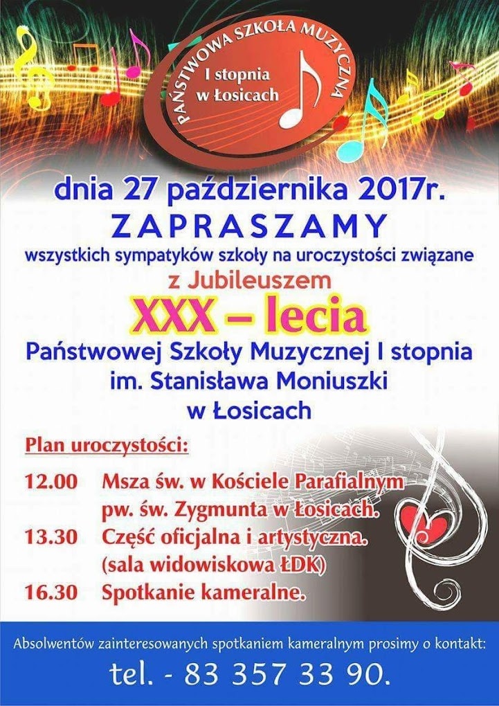 30 lecie Państwowej Szkoły Muzycznej I Stopnia im. Stanisława Moniuszki w Łosicach