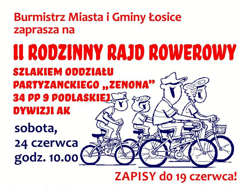 Zaproszenie na II Rodzinny Rajd Rowerowy szlakiem Oddziału Partyzanckiego 