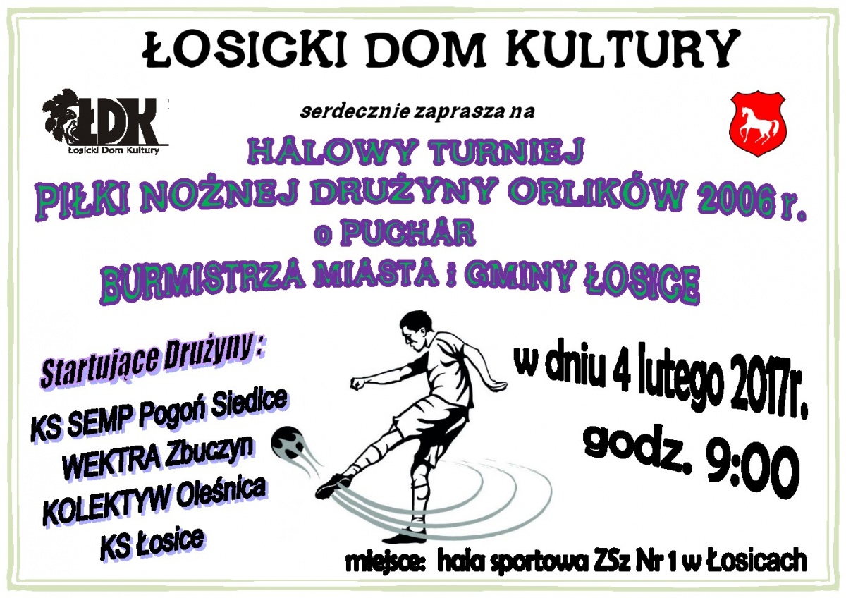 Halowy Turniej Piłki Nożnej Drużyny Orlików 2006 o Puchar Burmistrza Miasta i Gminy Łosice