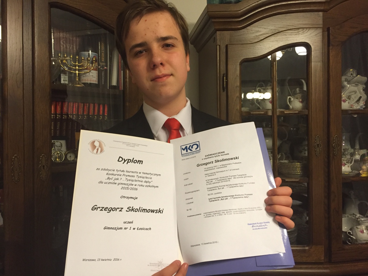 Grzegorz Skolimowski laureatem Kuratoryjnego Konkursu Prymasa Tysiąclecia