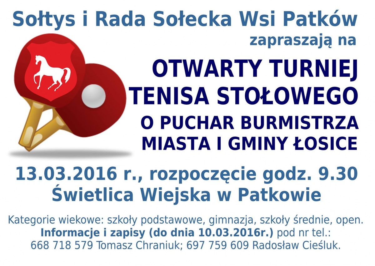 Otwarty Turniej Tenisa Stołowego o Puchar Burmistrza Miasta i Gminy Łosice