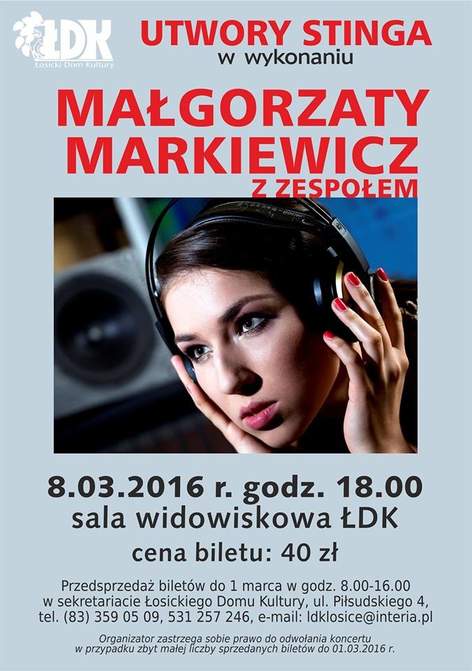Utwory Stinga w wykonaniu Małgorzaty Markiewicz