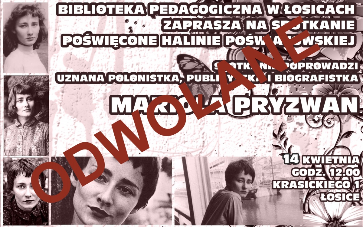 Spotkanie z Mariolą Pryzwan odwołane