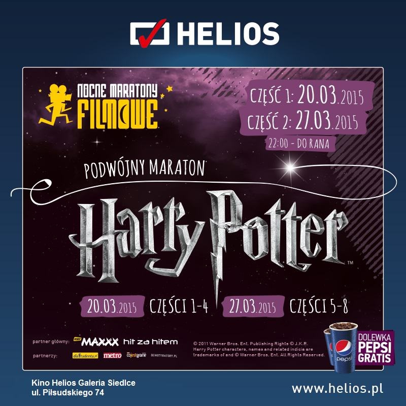 Nocny Maraton Filmowy z Harrym Potterem - wygraj wejściówki
