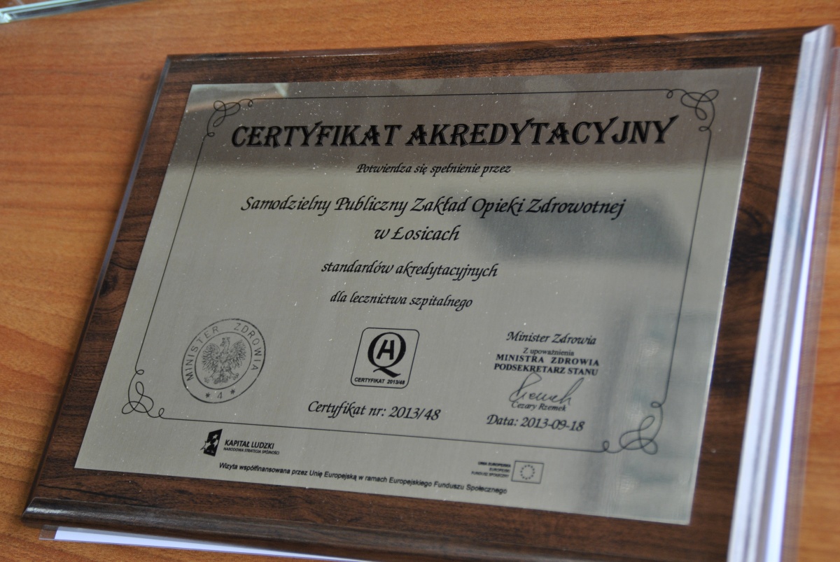 Łosicki szpital z CERTYFIKATEM