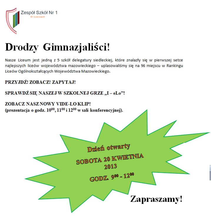 Dzień Otwarty - 20 Kwietnia 2013 