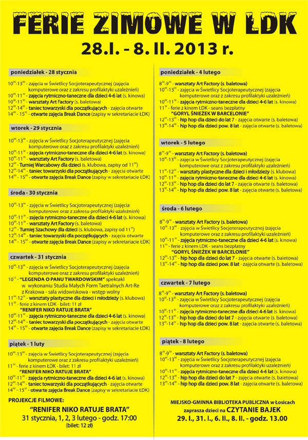 Program ferii w ŁDK Łosice 