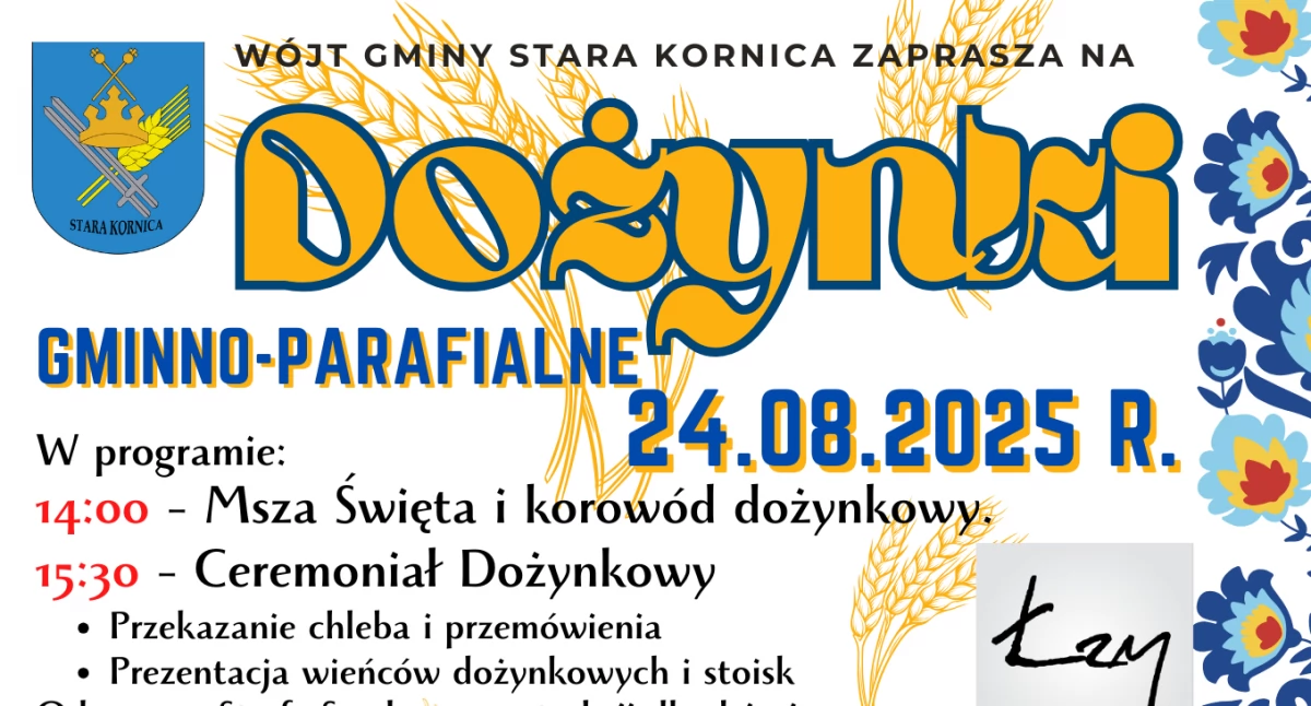 Święto Plonów, Smaku i Tradycji – Stara Kornica zaprasza na Dożynki Gminno-Parafialne 2025