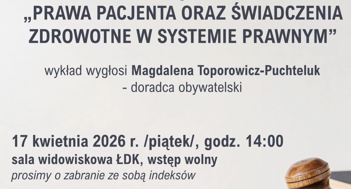 Prawo do informacji, leczenia i świadomej decyzji - wykład o prawach pacjenta w Łosicach