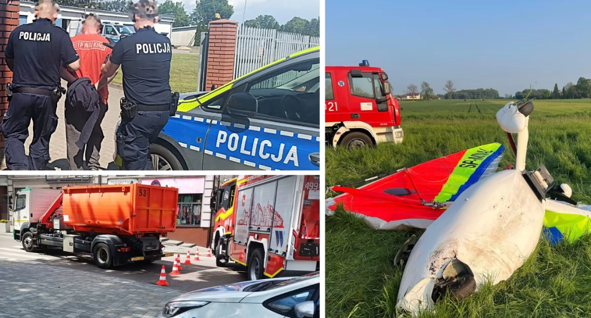Potrącenie na przejściu, wypadek motolotni i atak gazem na policjantki