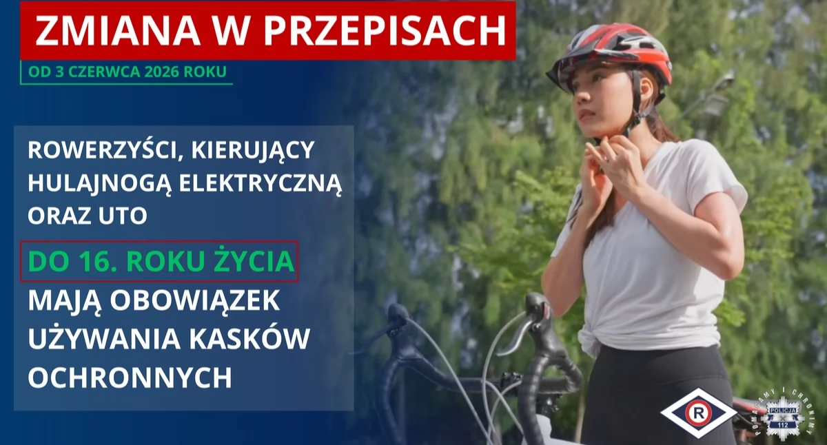 Od 3 czerwca kaski obowiązkowe dla dzieci i młodzieży. Nowe przepisy także dla rowerzystów i użytkowników hulajnóg