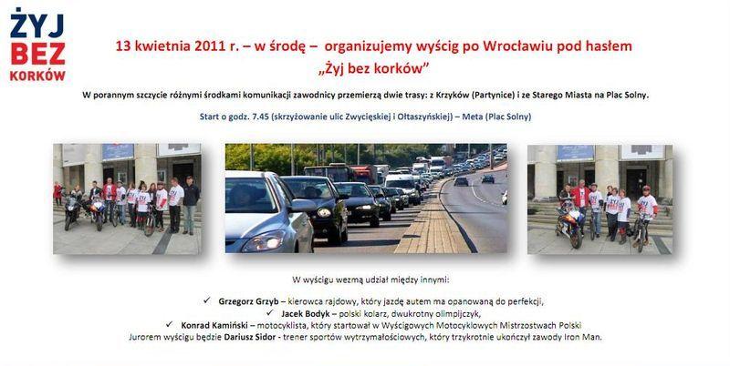 Rower kontra auto i motor – happening w środę