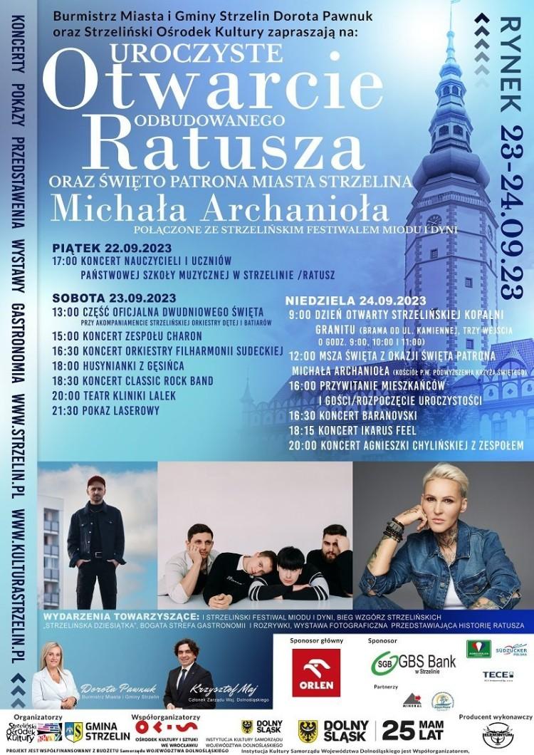 Uroczyste otwarcie odbudowanego Ratusza oraz Święto Patrona Miasta Strzelin Michała Archanioła połączone ze Strzelińskim Festiwalem Miodu i Dyni