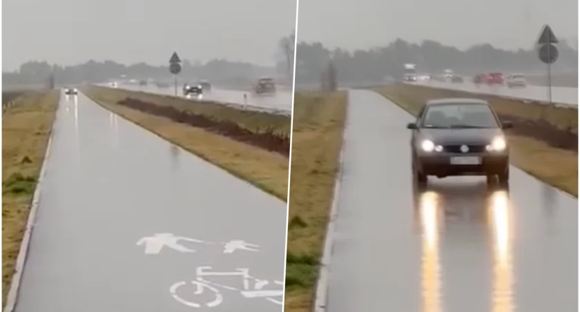 Autem jechała ścieżką rowerową. Wszystko się nagrało!