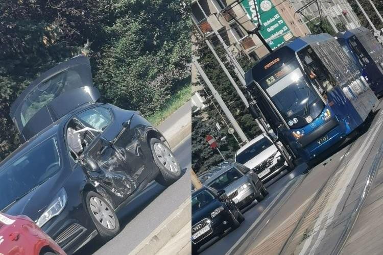 Wrocław: Wypadek na Kamiennej. Samochód zderzył się z tramwajem
