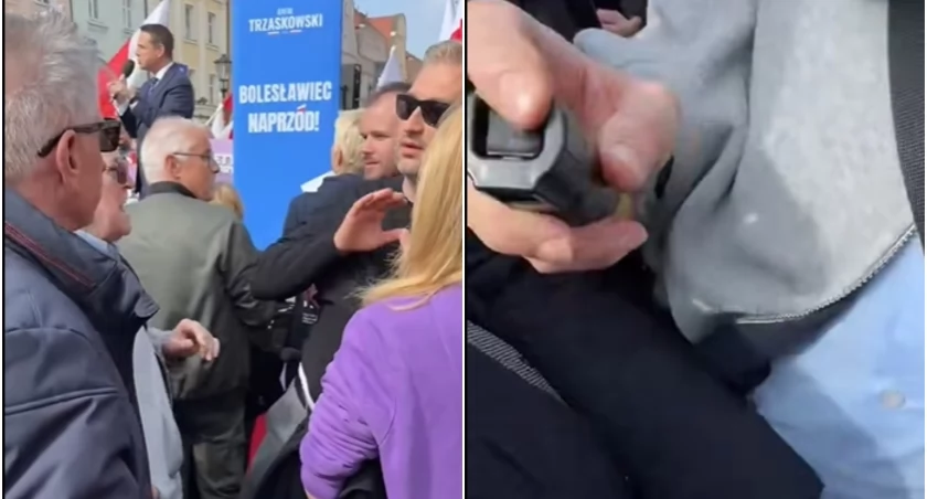 Trzaskowski na Dolnym Śląsku. Nagle starszy pan wyciągnął gaz pieprzowy [NAGRANIE]