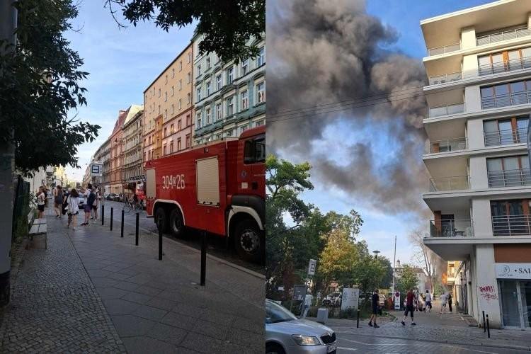 Duży pożar we Wrocławiu. Pali się blok, ludzie są uwięzieni w środku