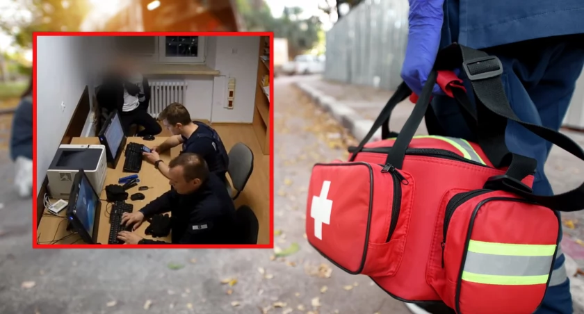 45-latek rzucił się na ratowników, którzy pomagali kobiecie. Groził im śmiercią