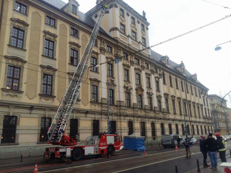 Mężczyzna spadł z gmachu uniwersytetu. Nie żyje [ZDJĘCIA]