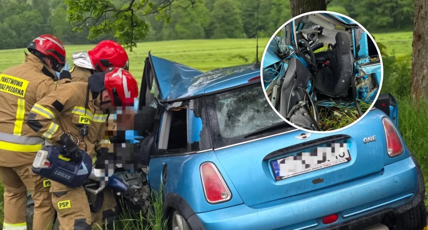 Pięć osób w zmiażdżonym samochodzie. Koszmarny wypadek MINI Coopera