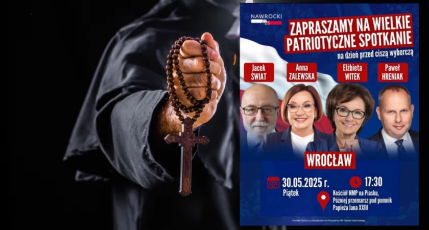 Wrocław: Wyborcze spotkanie Nawrockiego w kościele. W kurii są wściekli: 
