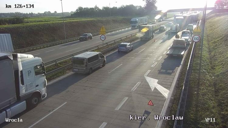 Karambol trzech ciężarówek na A4 pod Wrocławiem. Kilka kilometrów korka