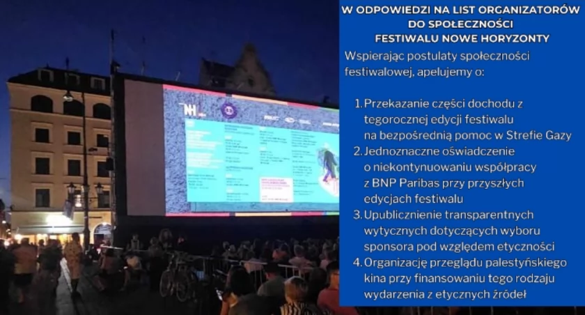 Afera ze sponsorem wrocławskiego festiwalu filmowego BNP Paribas Nowe Horyzonty. Protesty i wezwanie do bojkotu