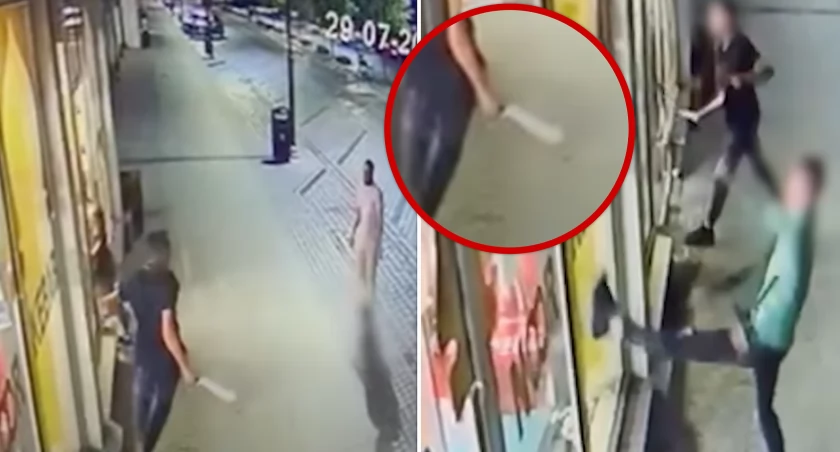 Bandyta zaatakował maczetą właściciela kebabu. Centymetry od tragedii. Szokujące nagranie! 