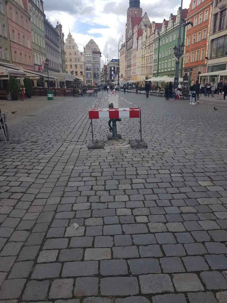 Potrącenie krasnala na wrocławskim Rynku