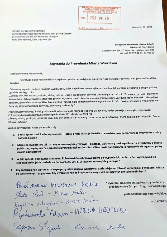 „Segregacja mieszkańców”. Oburzeni zachowaniem Sutryka napisali list