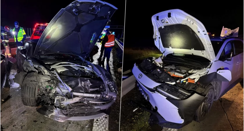 Totalna demolka na autostradzie A4. Zderzyły się cztery samochody
