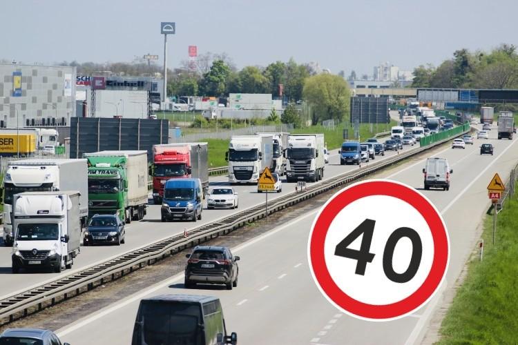 Ograniczenie prędkości na A4. Musisz zwolnić do 40 km/h