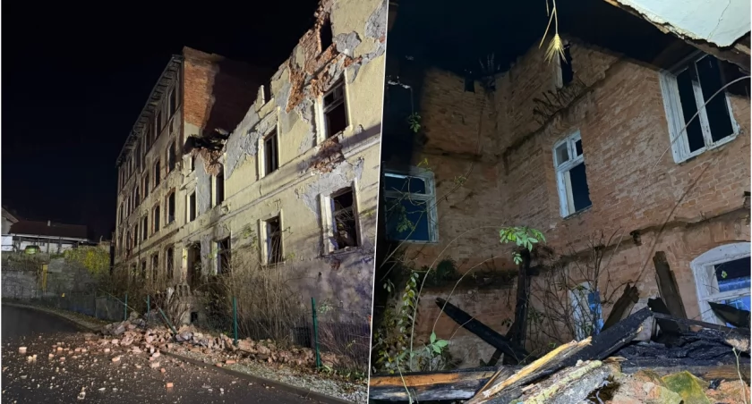 Ściana dawnego młyna zawaliła się na ulicę. „Realne zagrożenie dla zdrowia i życia”