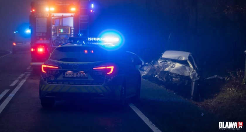 Tragiczny wypadek pod Oławą. 22-letni kierowca zginął na miejscu